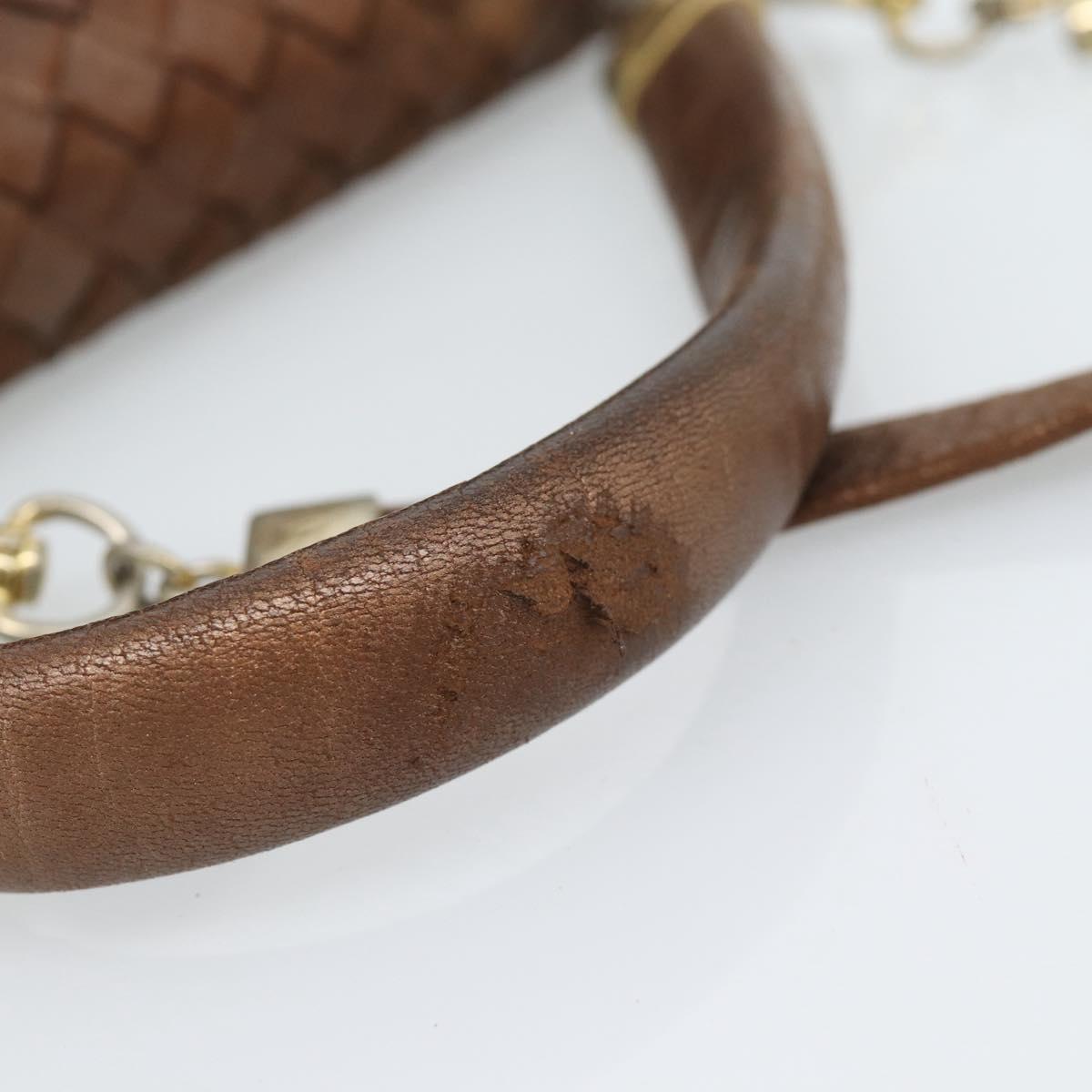 BOTTEGA VENETA INTRECCIATO Hand Bag Leather 2way Bronze Gold Auth 185015