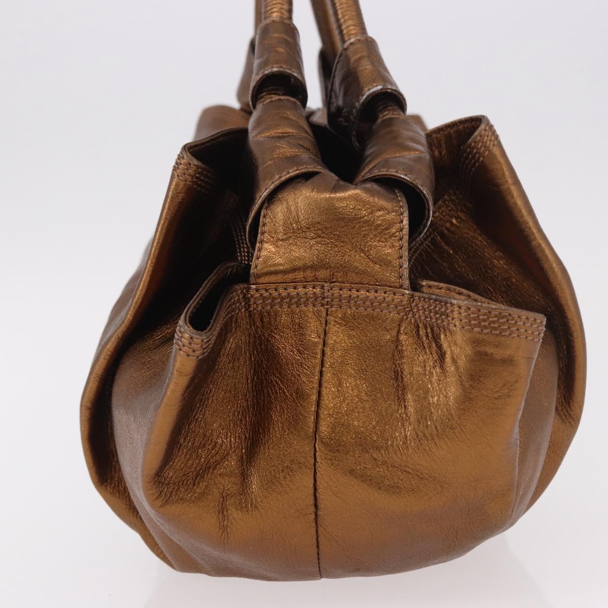 LOEWE Anagram Nappa Aire Hand Bag Leather Gold Auth 185016A