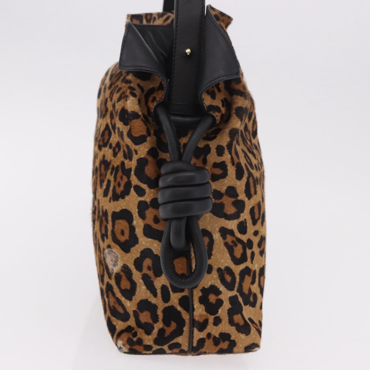 LOEWE Flamenco Shoulder Bag Harako Leather Brown Gold Auth 185017A