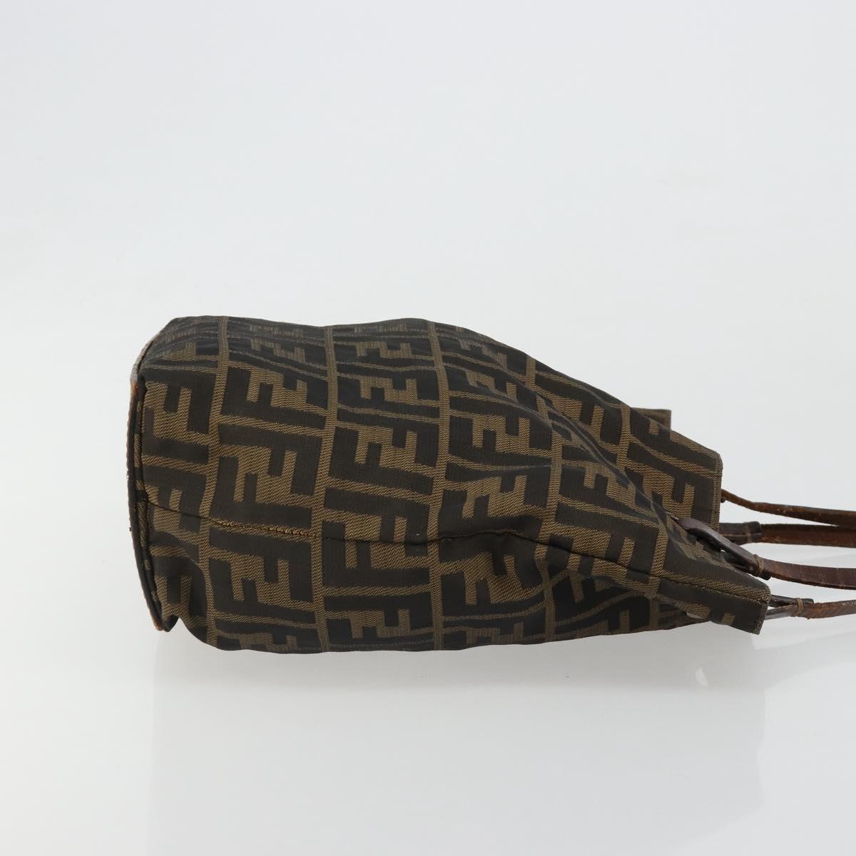FENDI Zucca Canvas Hand Bag Black Brown Auth 185020