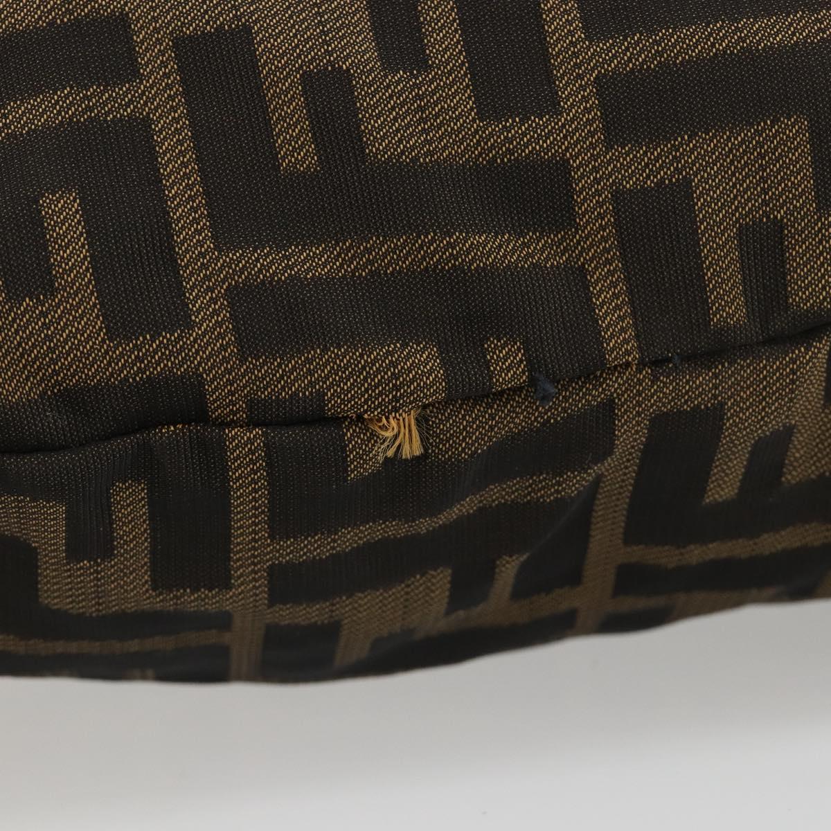 FENDI Zucca Canvas Hand Bag Black Brown Auth 185020