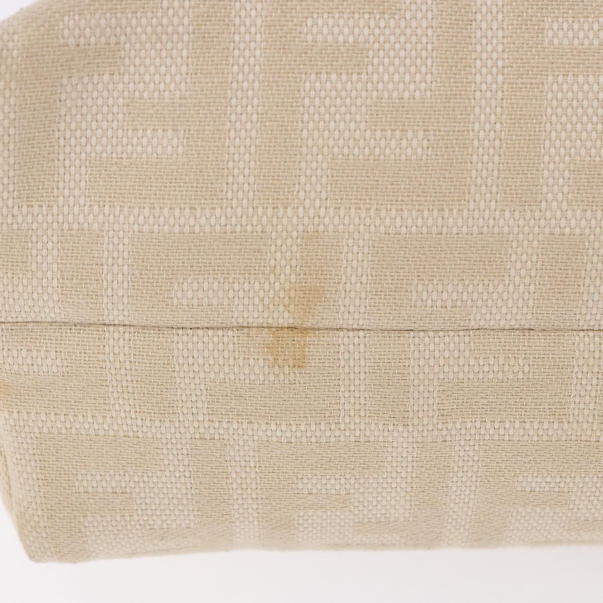 FENDI Zucca Canvas Mamma Baguette Shoulder Bag Beige Silver Auth 185021V