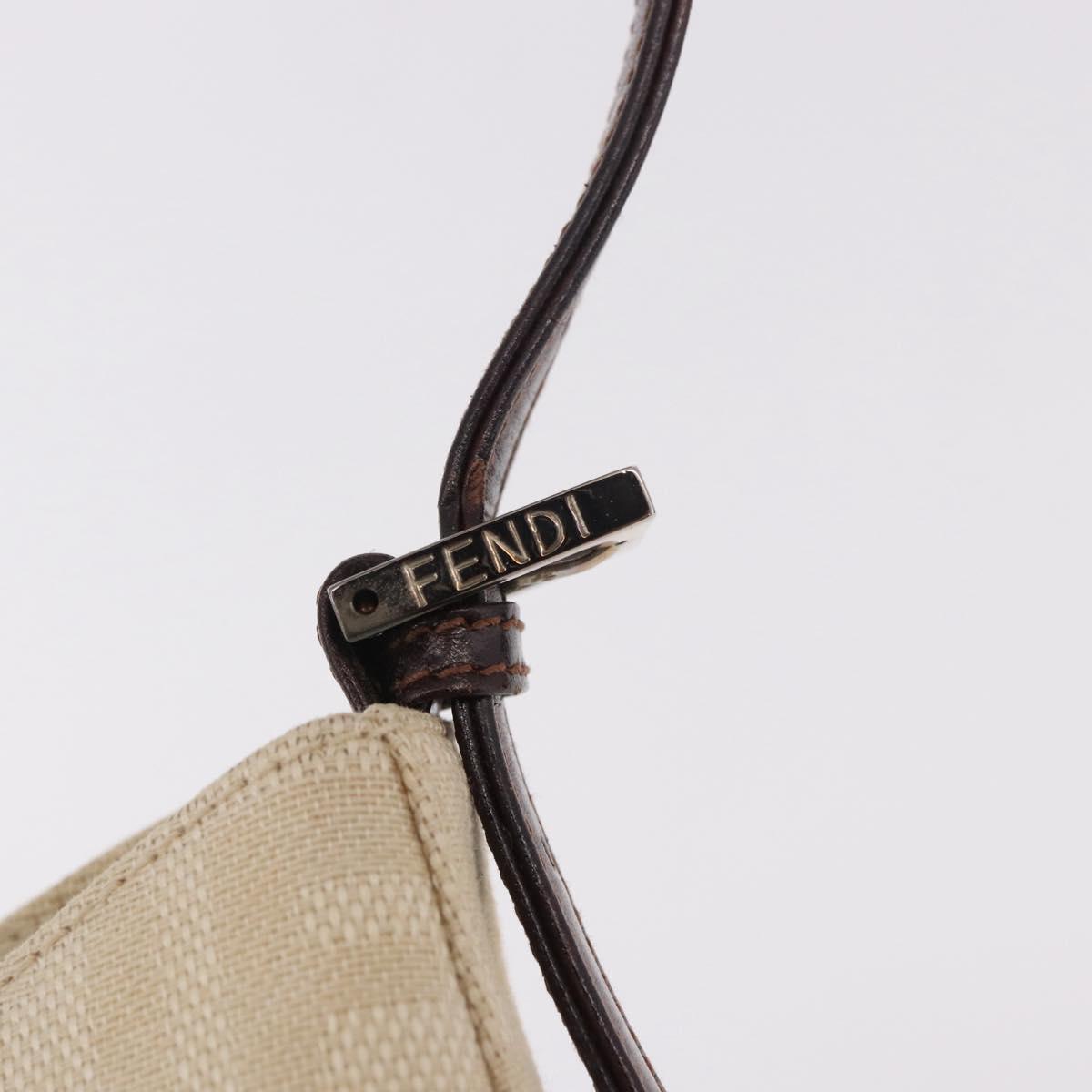 FENDI Zucca Canvas Mamma Baguette Shoulder Bag Beige Silver Auth 185021V