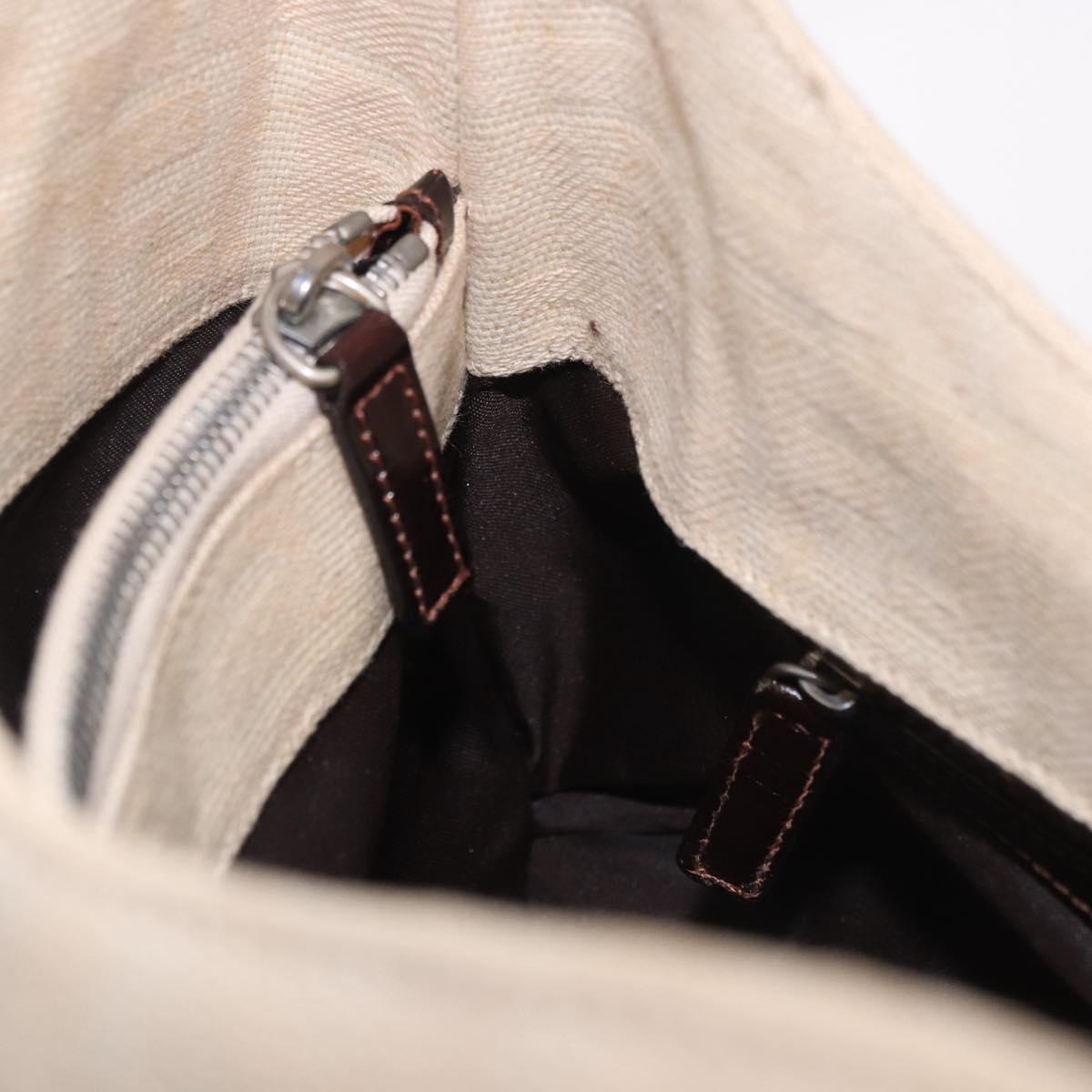 FENDI Zucca Canvas Mamma Baguette Shoulder Bag Beige Silver Auth 185021V