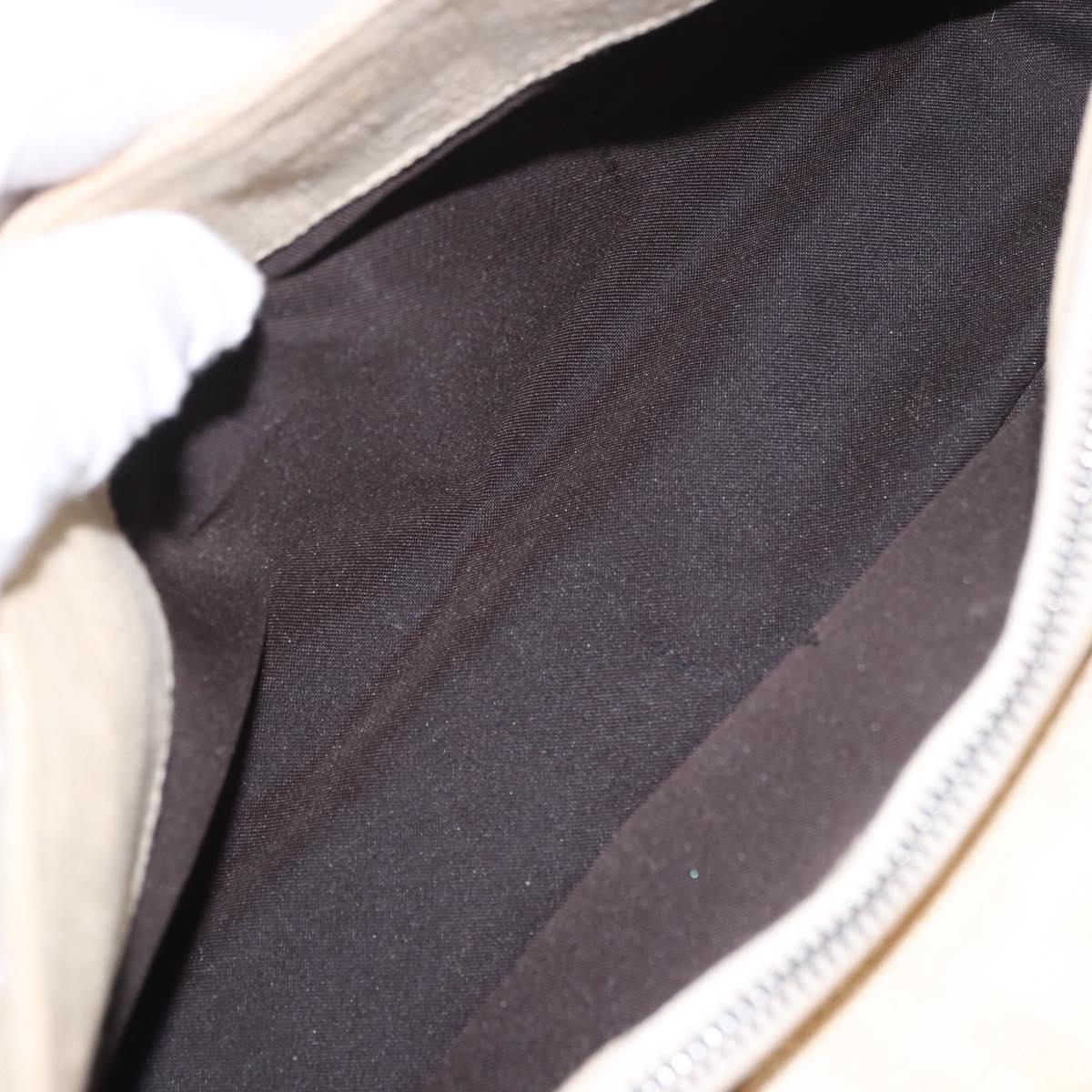 FENDI Zucca Canvas Mamma Baguette Shoulder Bag Beige Silver Auth 185021V