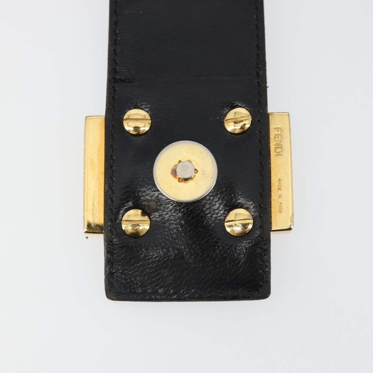 FENDI Mamma Baguette Shoulder Bag Suede Black Gold Auth 185022