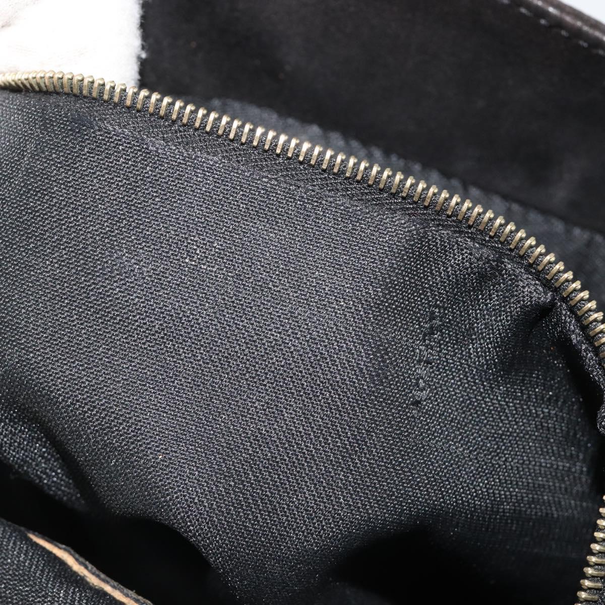 FENDI Mamma Baguette Shoulder Bag Suede Black Gold Auth 185022