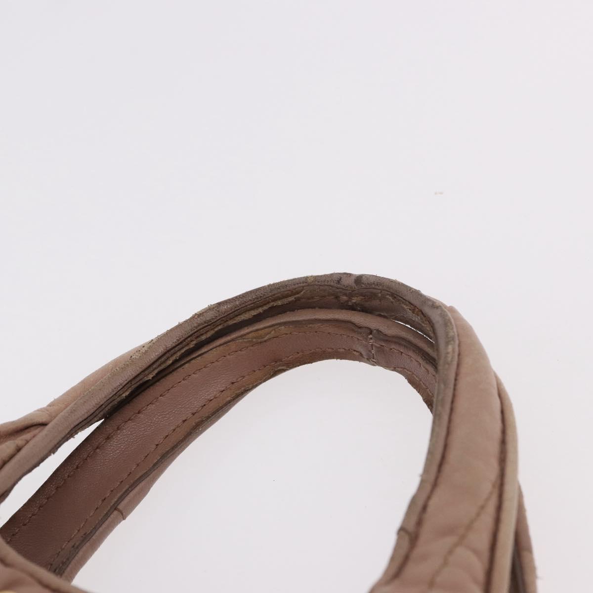 Miu Miu Matelasse Hand Bag Leather 2way Beige Gold Auth 185023