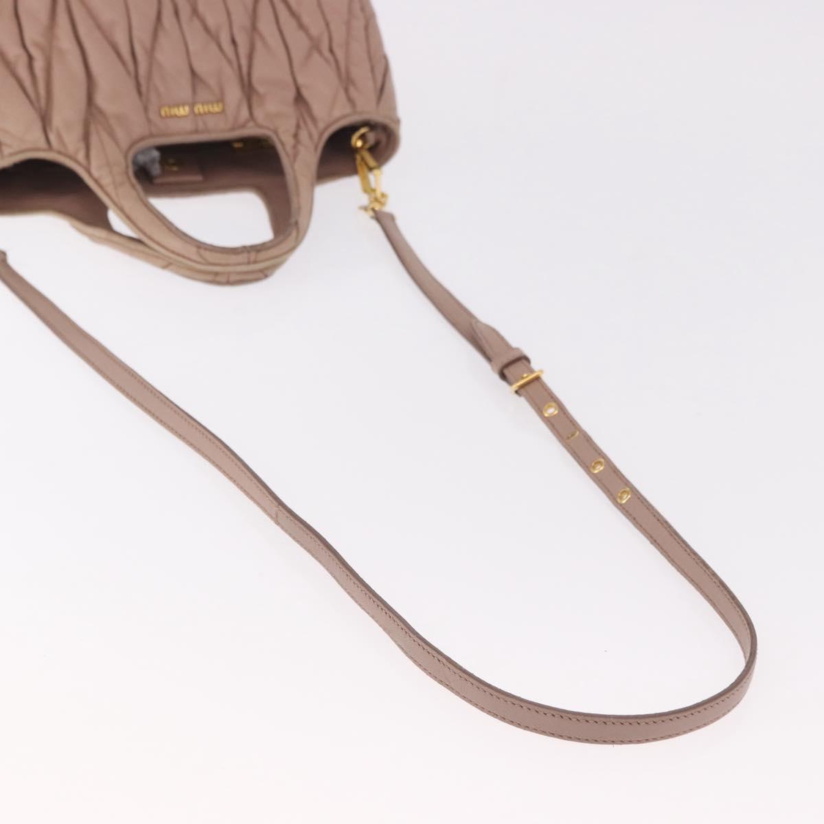 Miu Miu Matelasse Hand Bag Leather 2way Beige Gold Auth 185023
