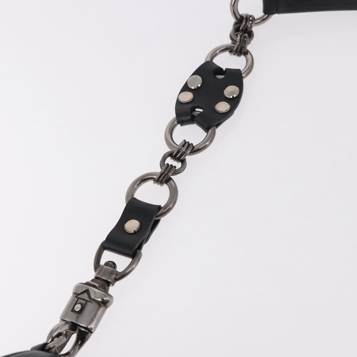 PRADA Chain Shoulder Bag Leather Black Silver Auth 185024SAM