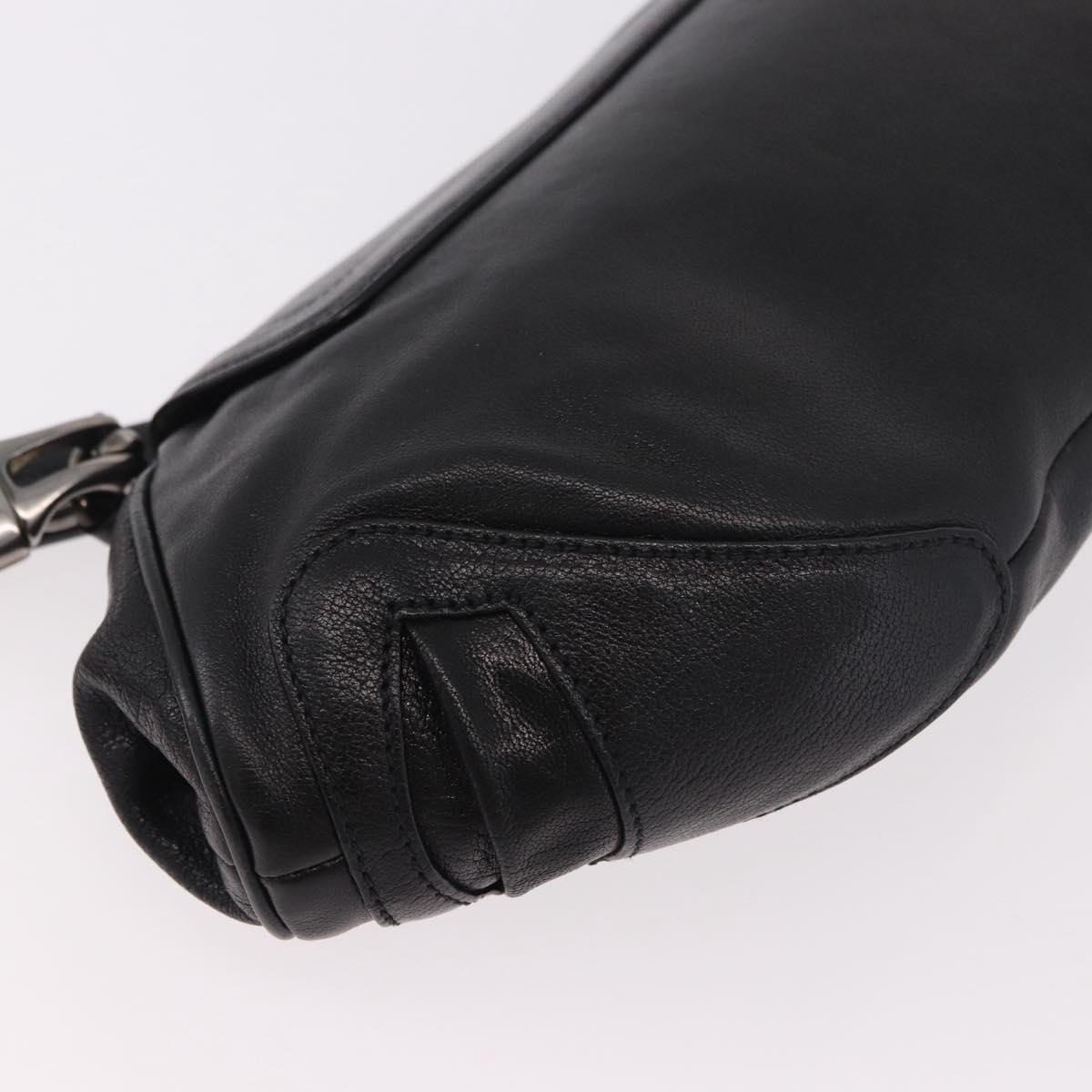 PRADA Chain Shoulder Bag Leather Black Silver Auth 185024SAM