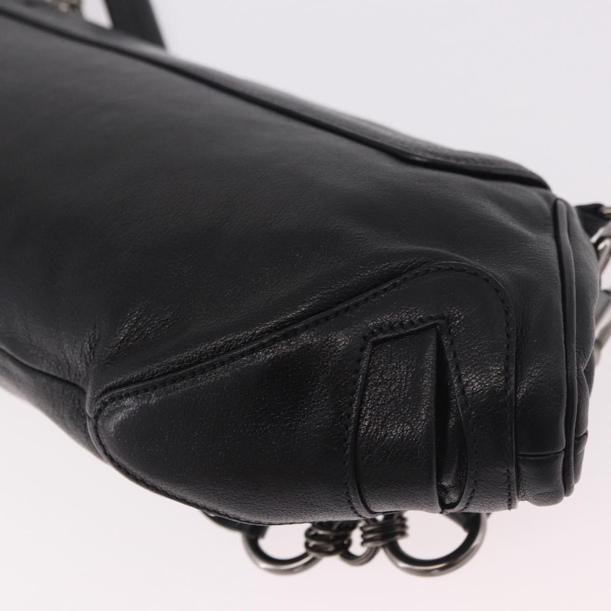 PRADA Chain Shoulder Bag Leather Black Silver Auth 185024SAM