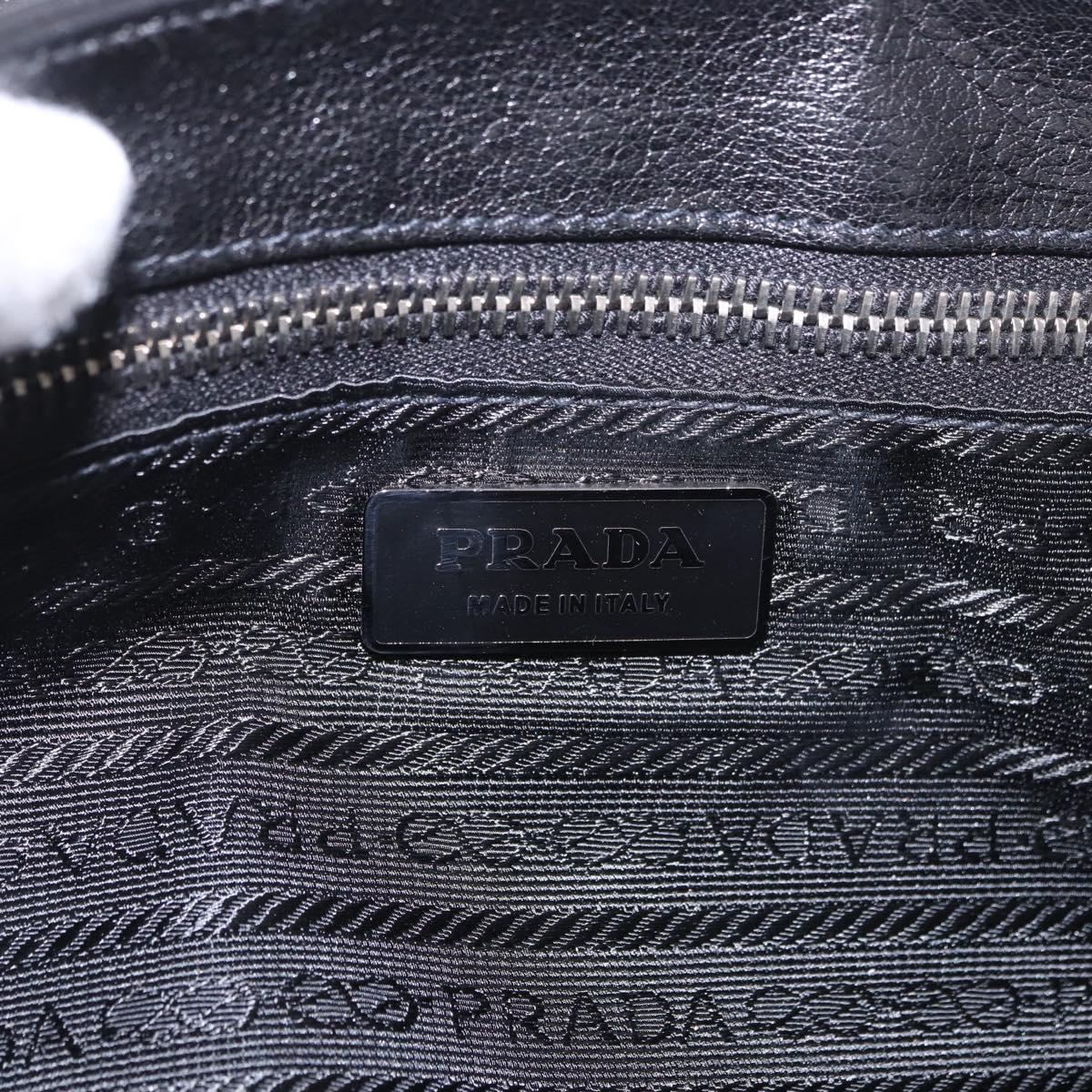 PRADA Chain Shoulder Bag Leather Black Silver Auth 185024SAM