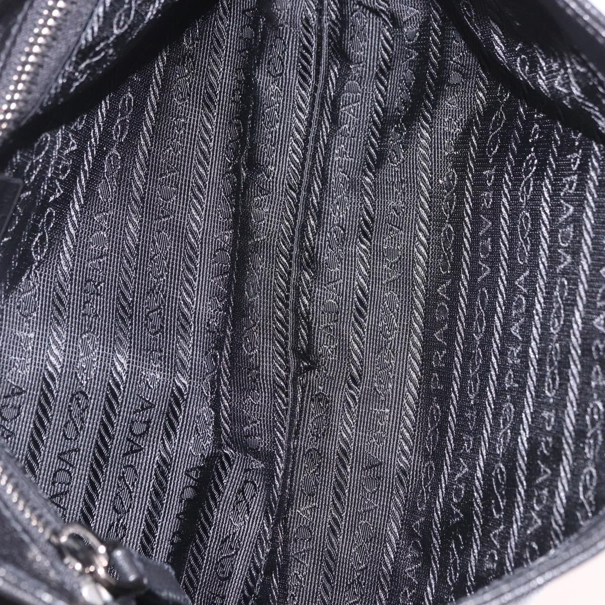 PRADA Chain Shoulder Bag Leather Black Silver Auth 185024SAM