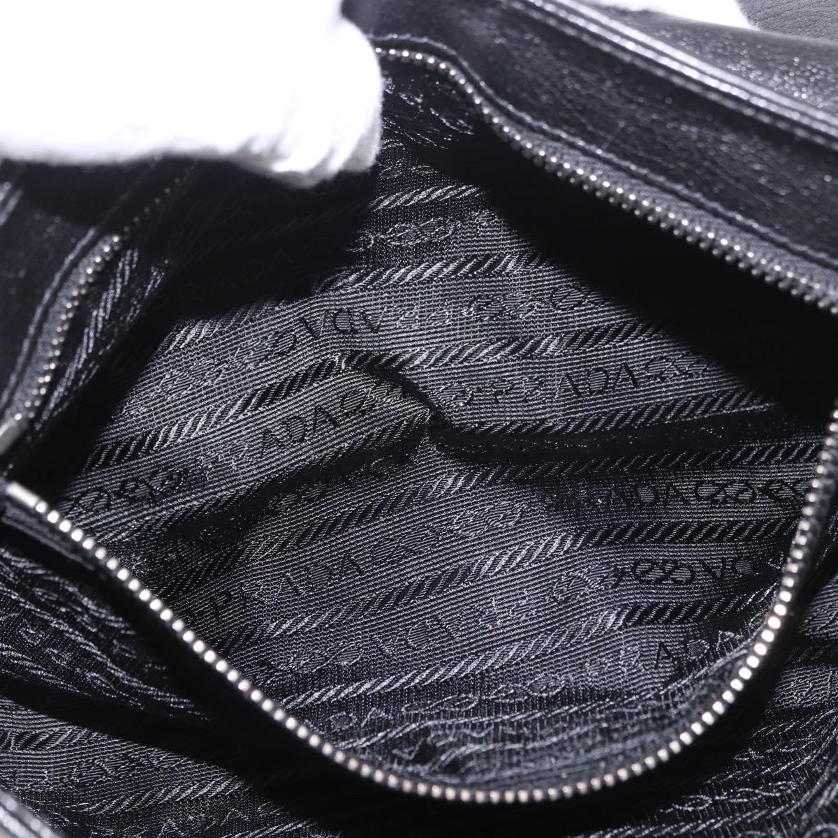PRADA Chain Shoulder Bag Leather Black Silver Auth 185024SAM