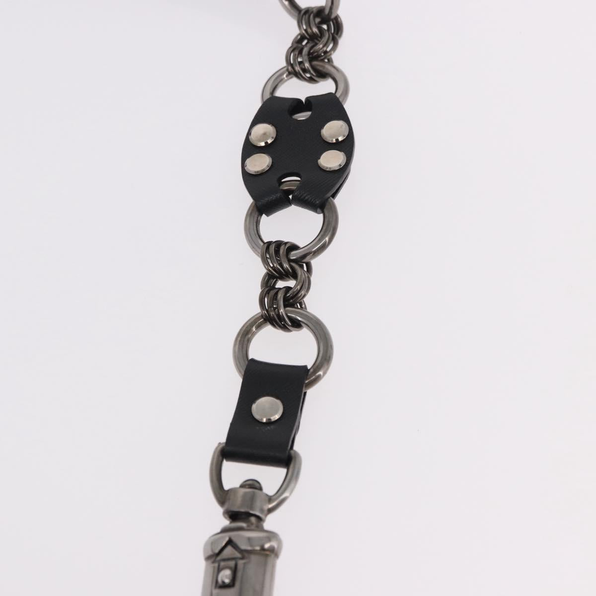 PRADA Chain Shoulder Bag Leather Black Silver Auth 185024SAM