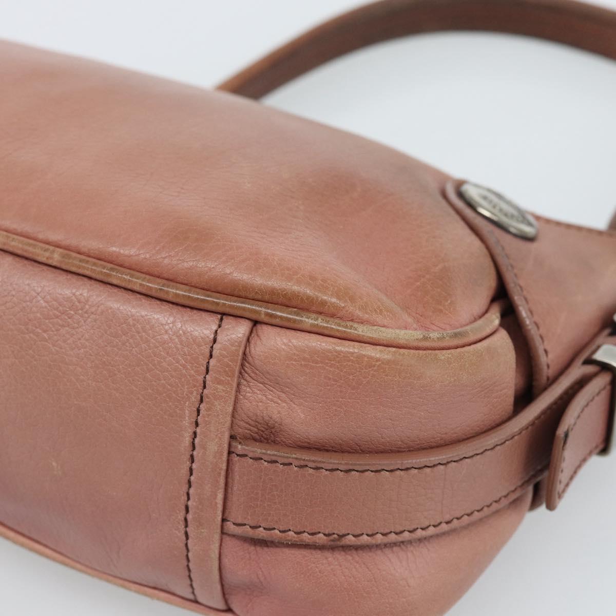 PRADA Shoulder Bag Leather Pink Silver Auth 185026A