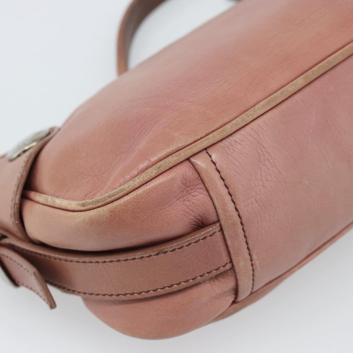 PRADA Shoulder Bag Leather Pink Silver Auth 185026A