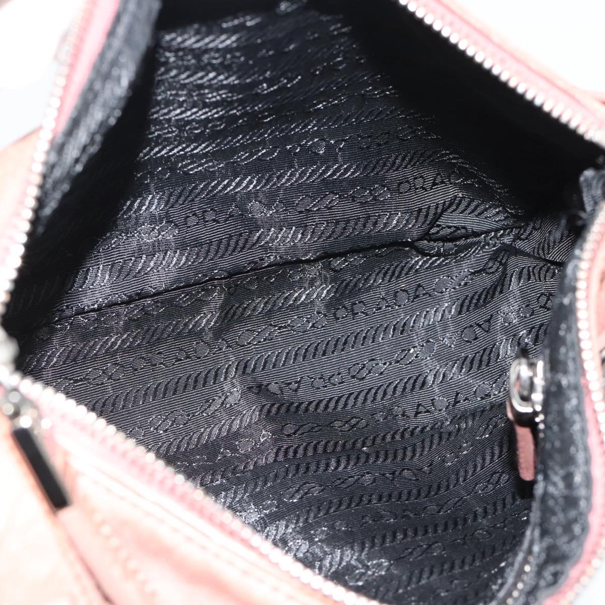 PRADA Shoulder Bag Leather Pink Silver Auth 185026A