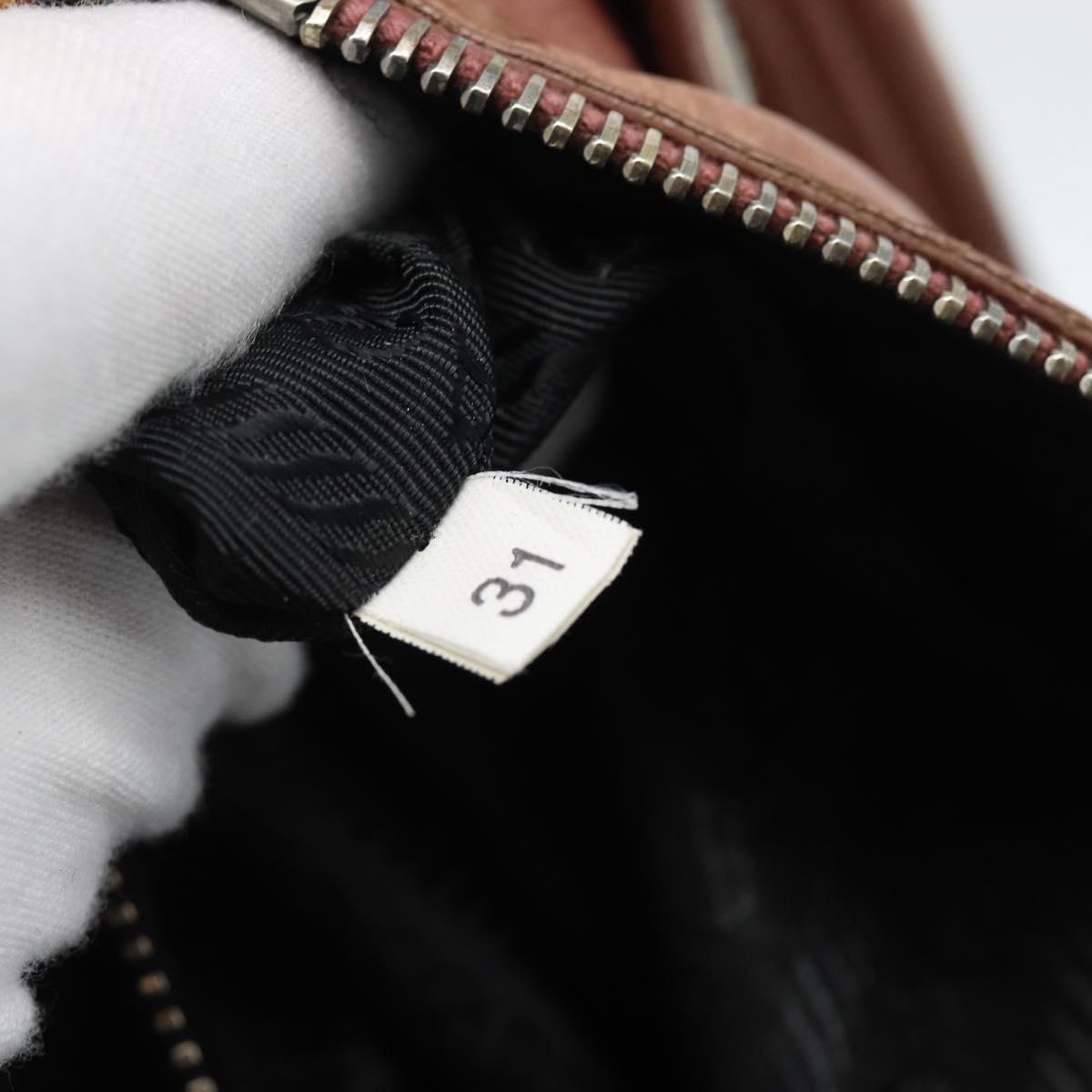 PRADA Shoulder Bag Leather Pink Silver Auth 185026A