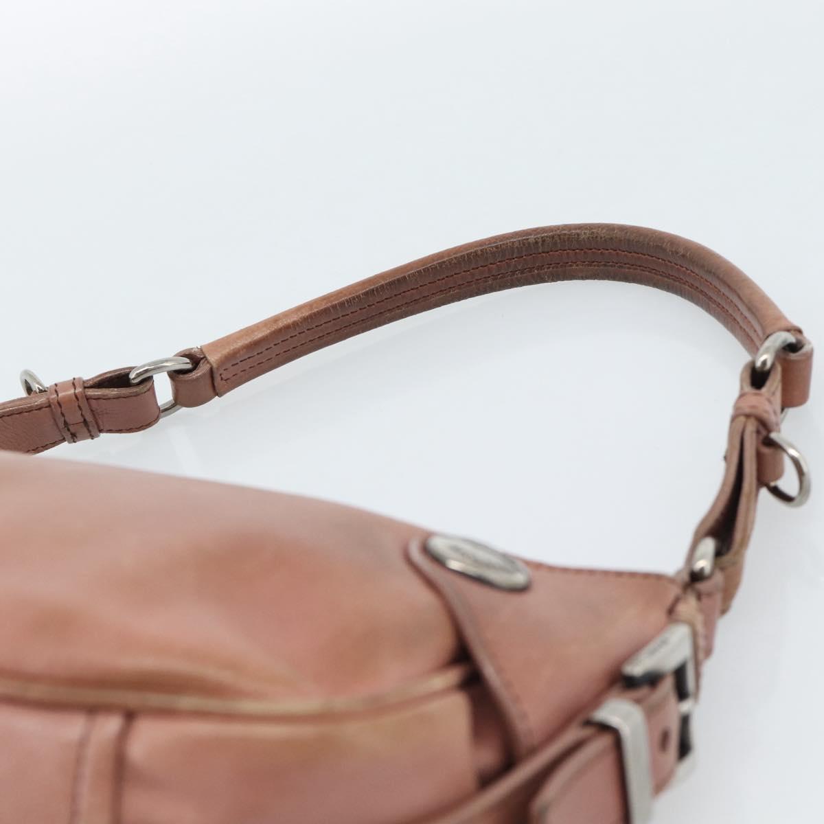 PRADA Shoulder Bag Leather Pink Silver Auth 185026A