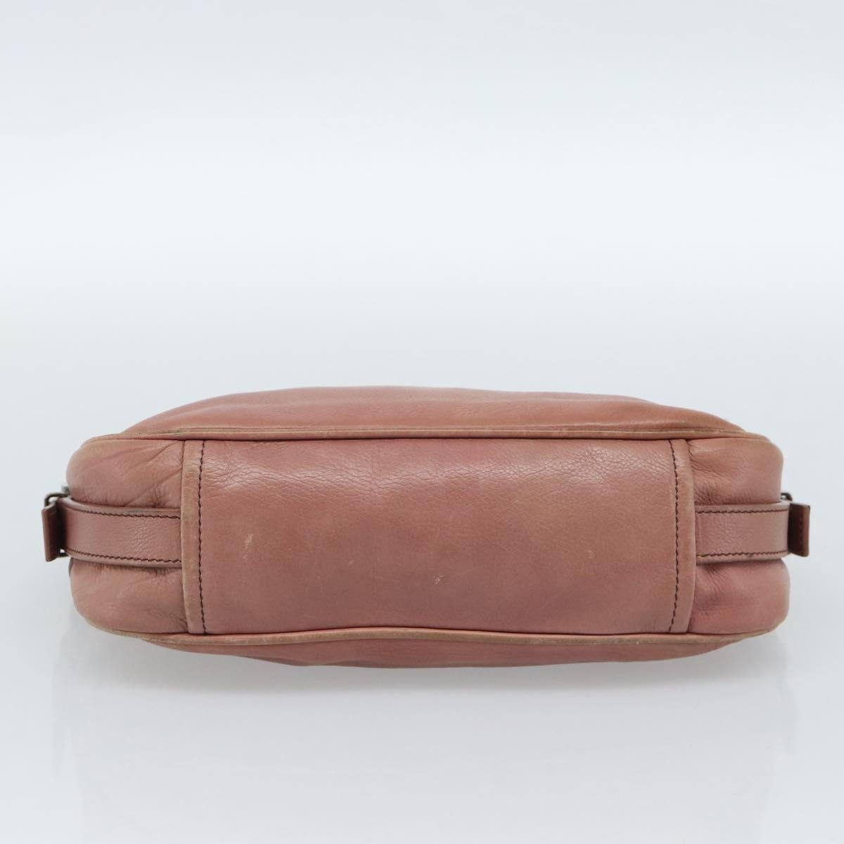 PRADA Shoulder Bag Leather Pink Silver Auth 185026A