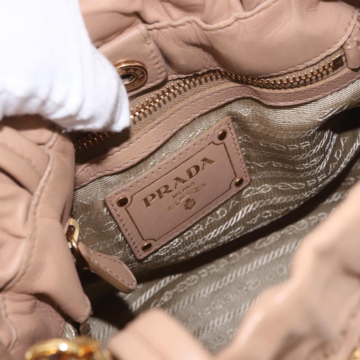 PRADA Tote Bag Canvas Leather 2way Beige Gold Auth 185028V