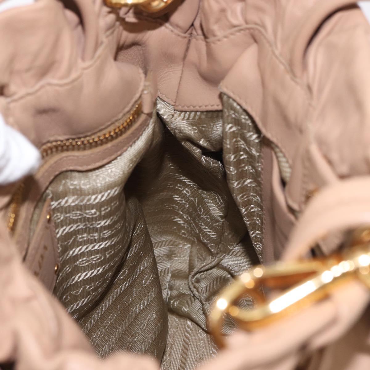 PRADA Tote Bag Canvas Leather 2way Beige Gold Auth 185028V