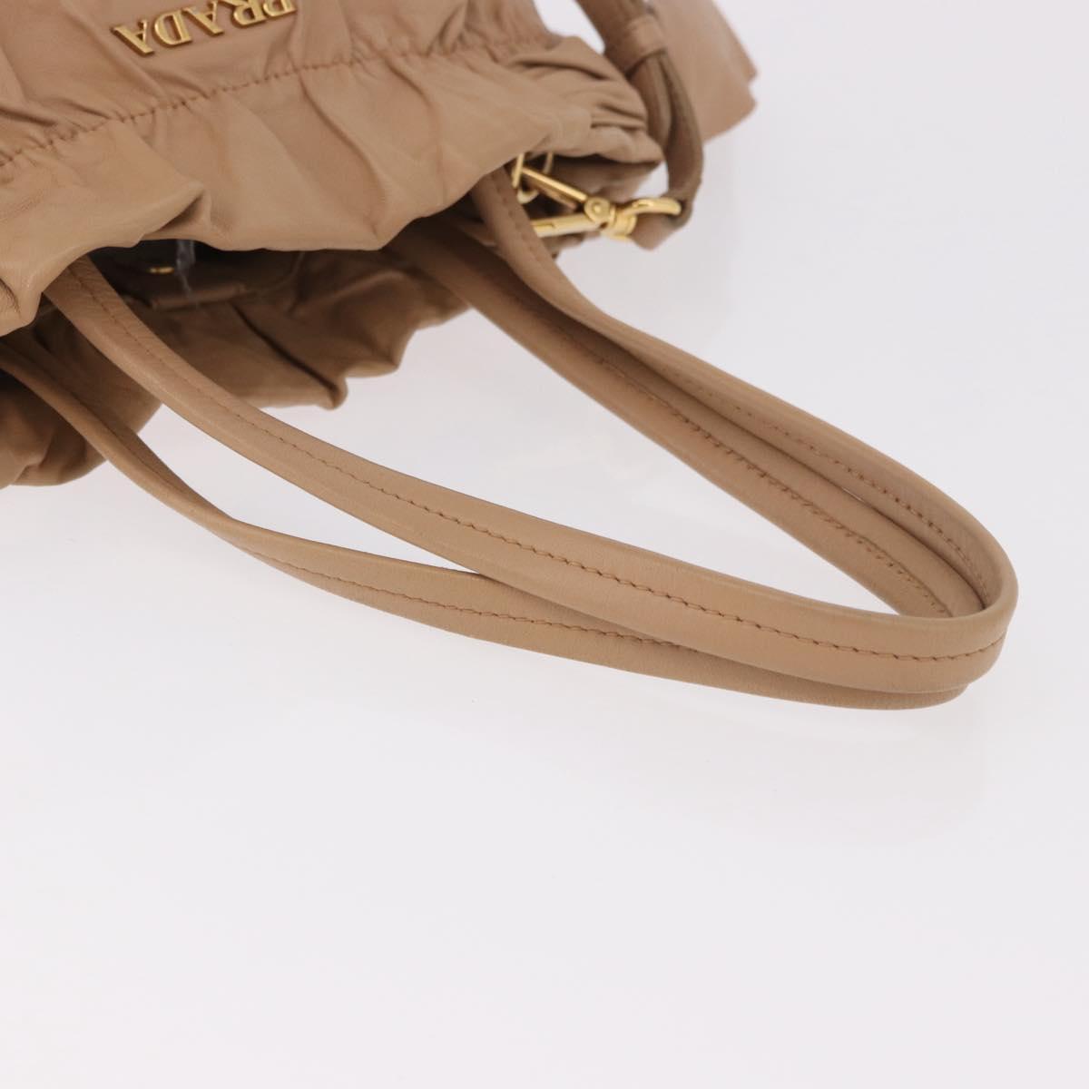 PRADA Tote Bag Canvas Leather 2way Beige Gold Auth 185028V