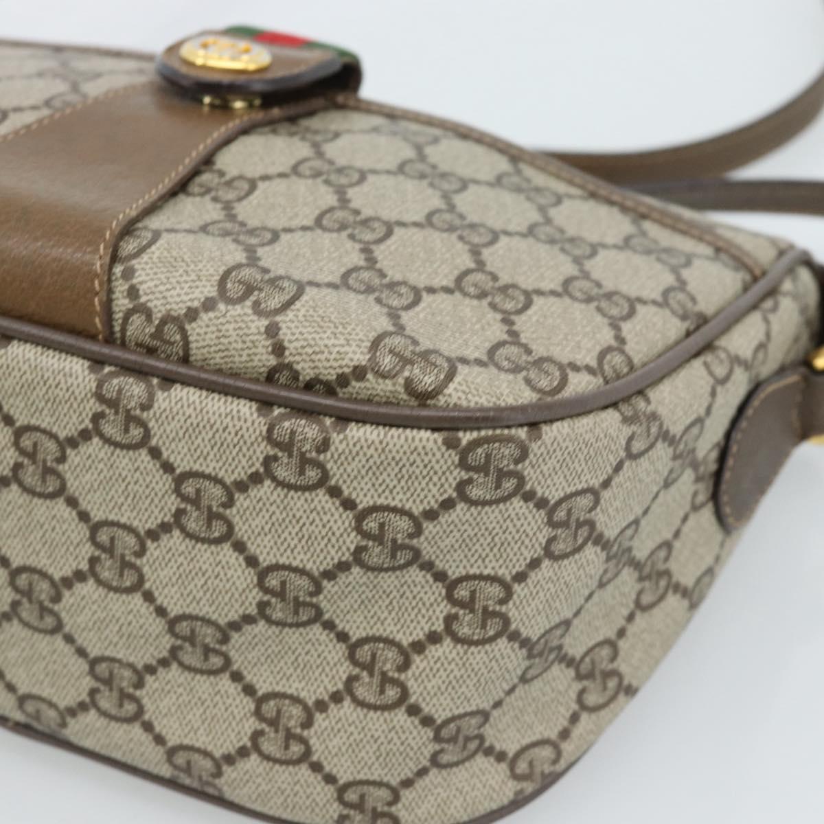 GUCCI GG Supreme Web Sherry Line Bag PVC Beige Gold 89 02 032 Auth 185030