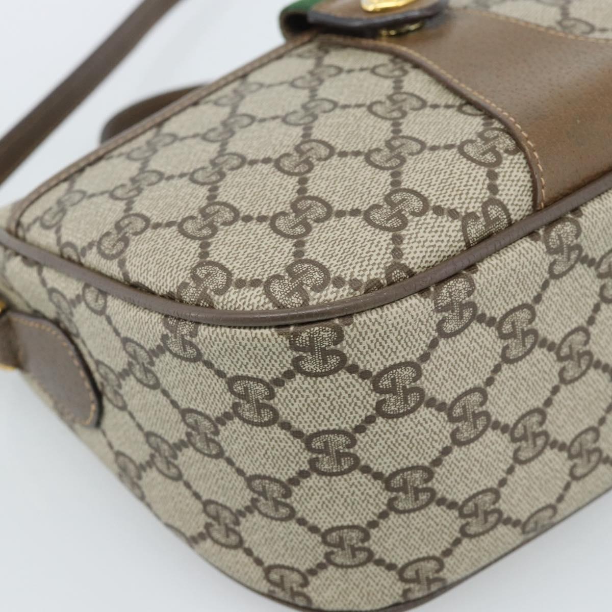 GUCCI GG Supreme Web Sherry Line Bag PVC Beige Gold 89 02 032 Auth 185030