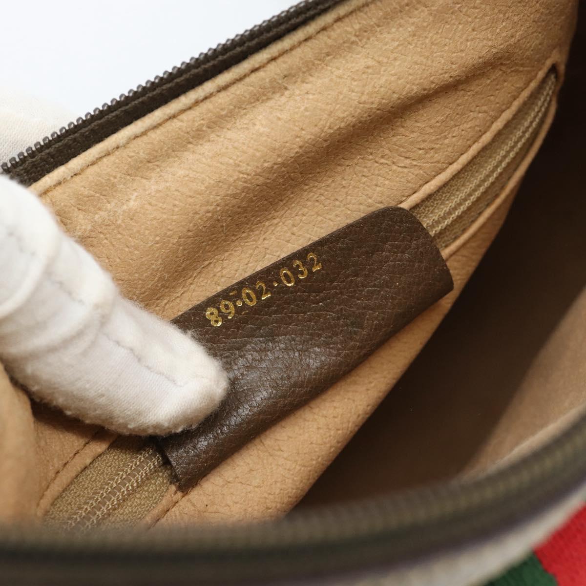 GUCCI GG Supreme Web Sherry Line Bag PVC Beige Gold 89 02 032 Auth 185030
