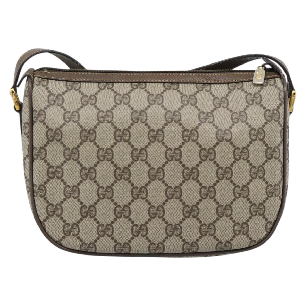 GUCCI GG Supreme Web Sherry Line Bag PVC Beige Gold 89 02 032 Auth 185030