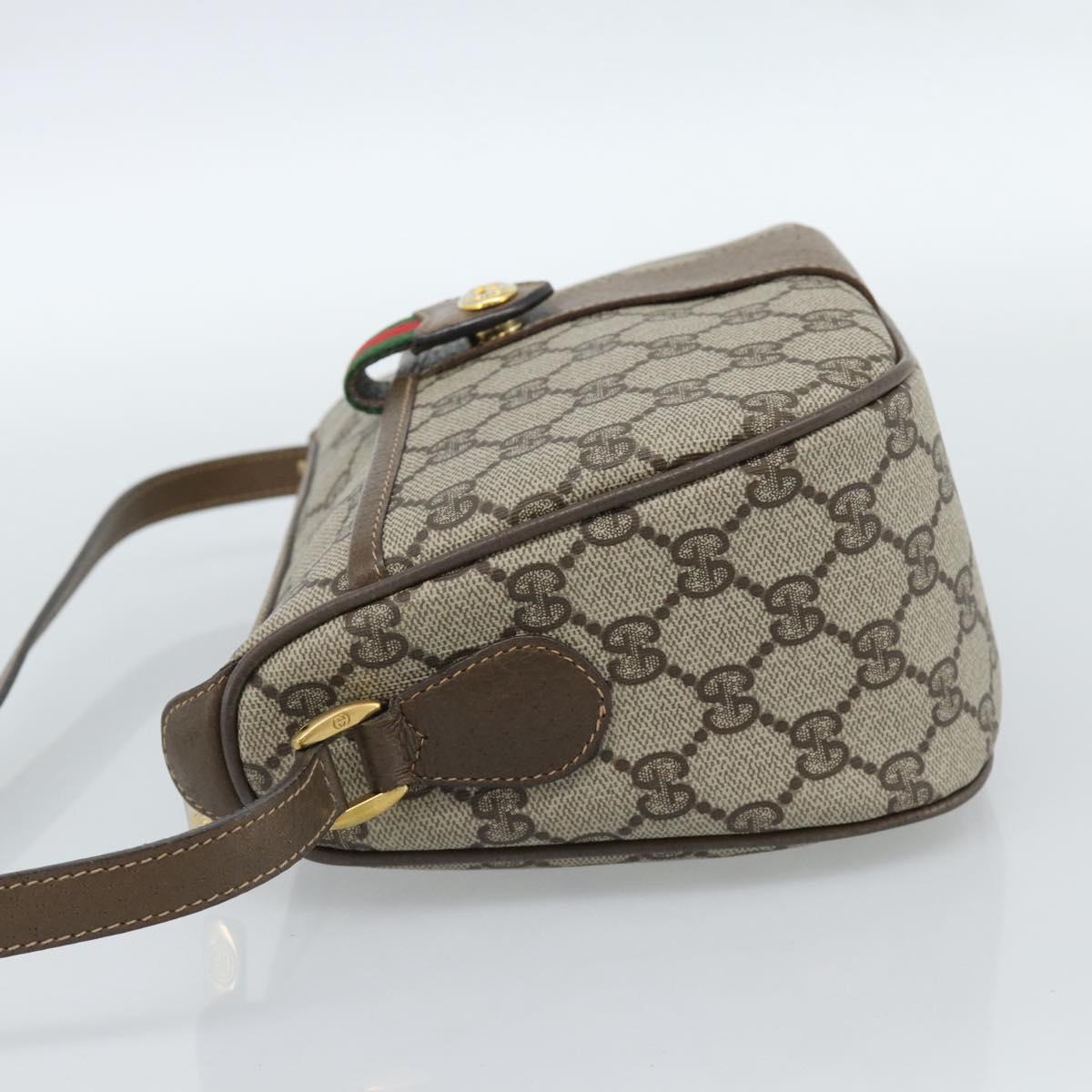 GUCCI GG Supreme Web Sherry Line Bag PVC Beige Gold 89 02 032 Auth 185030