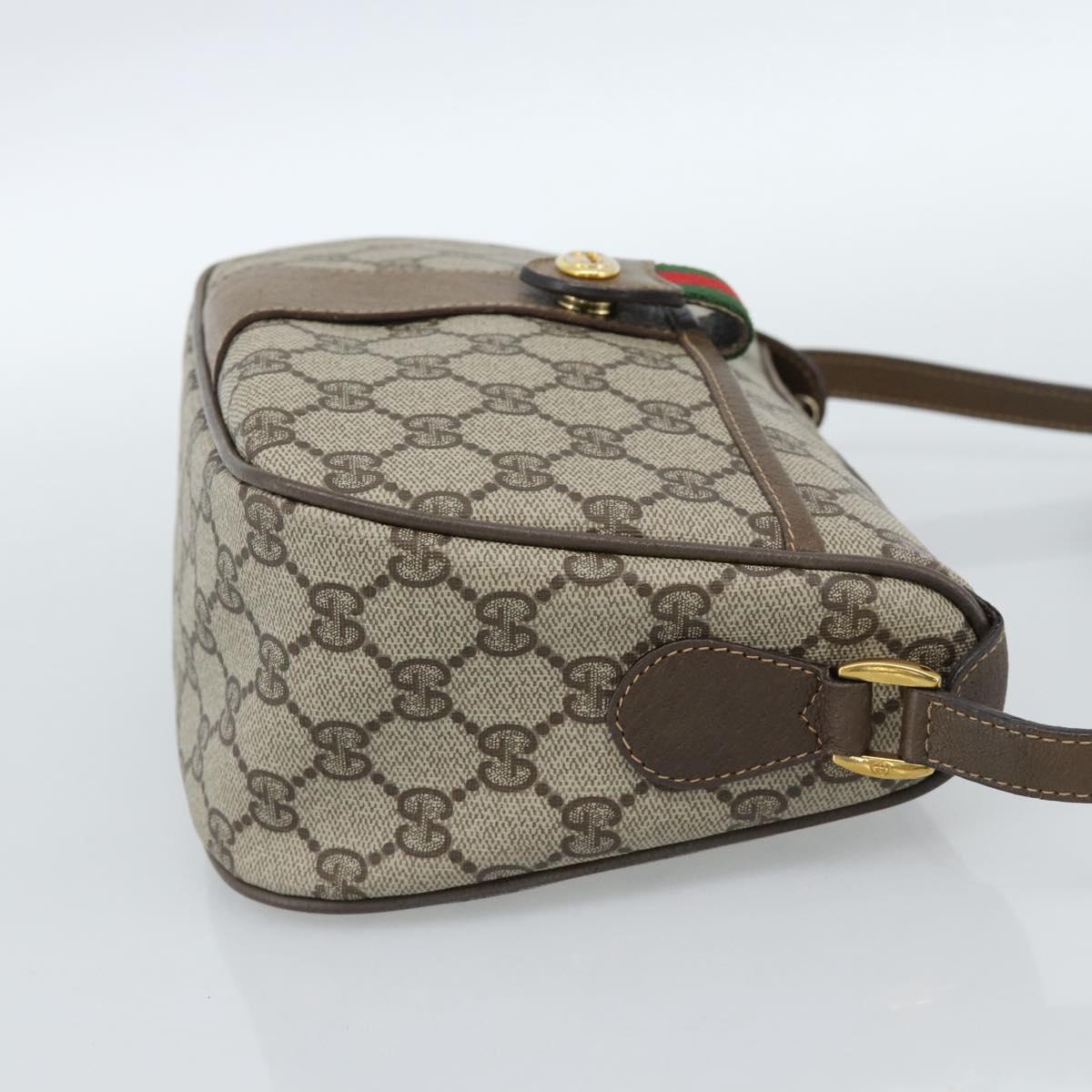 GUCCI GG Supreme Web Sherry Line Bag PVC Beige Gold 89 02 032 Auth 185030