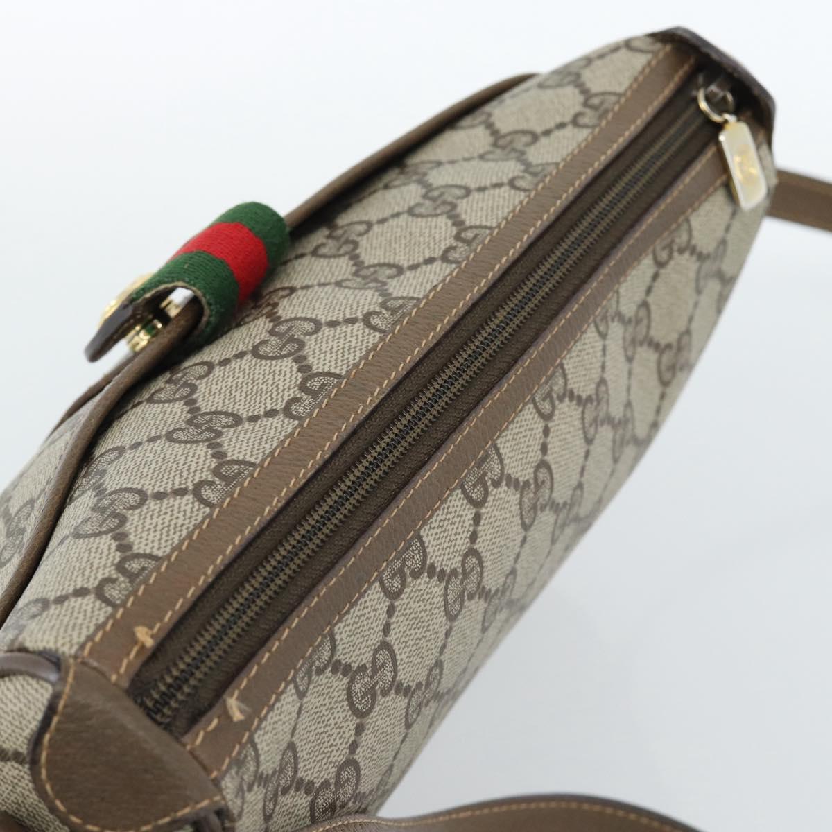 GUCCI GG Supreme Web Sherry Line Bag PVC Beige Gold 89 02 032 Auth 185030