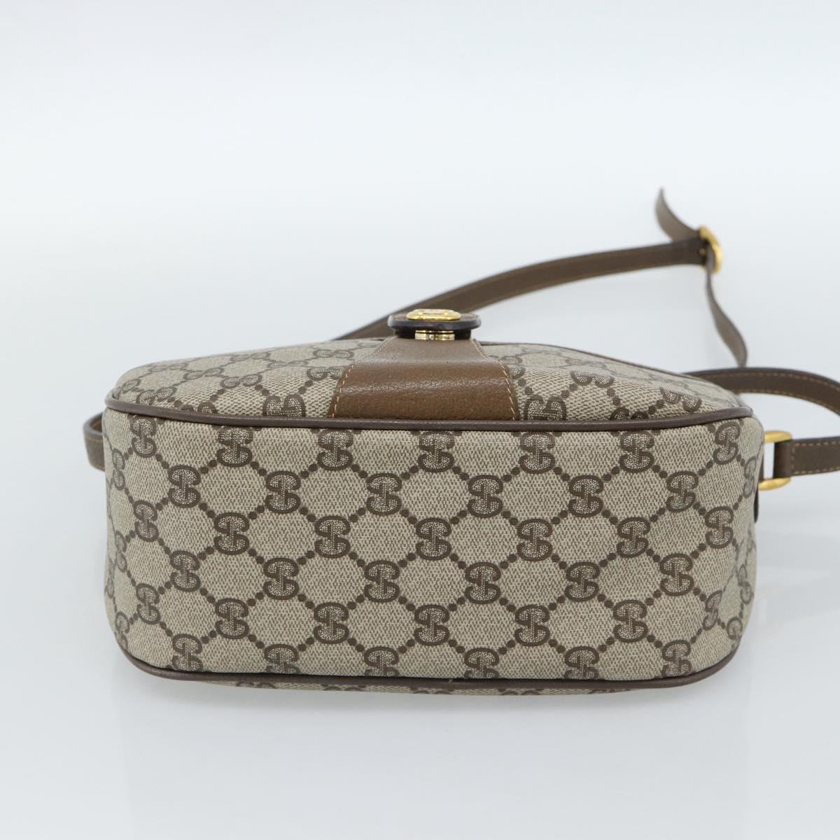 GUCCI GG Supreme Web Sherry Line Bag PVC Beige Gold 89 02 032 Auth 185030