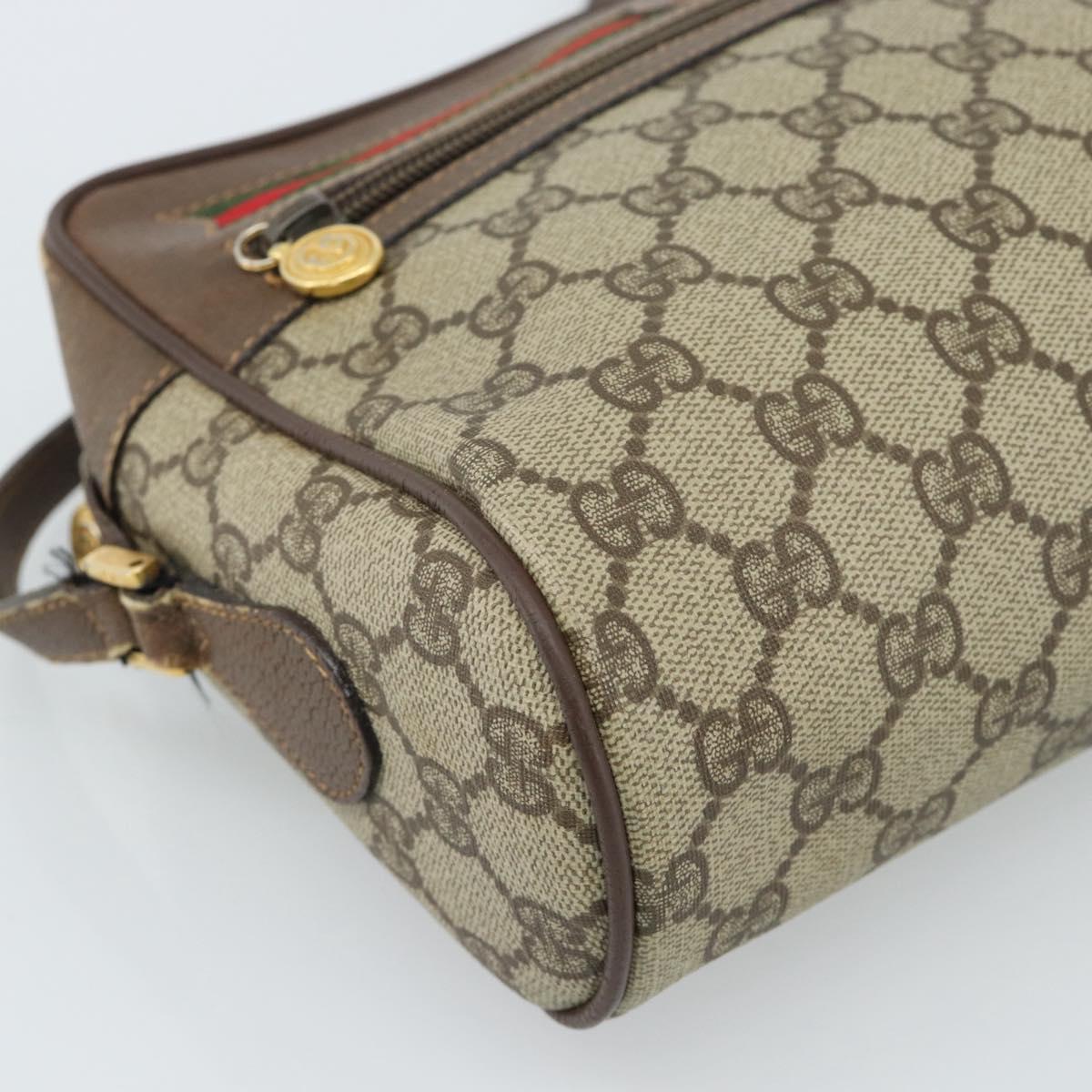 GUCCI GG Supreme Web Sherry Line Bag PVC Beige Gold 001 56 6472 Auth 185031