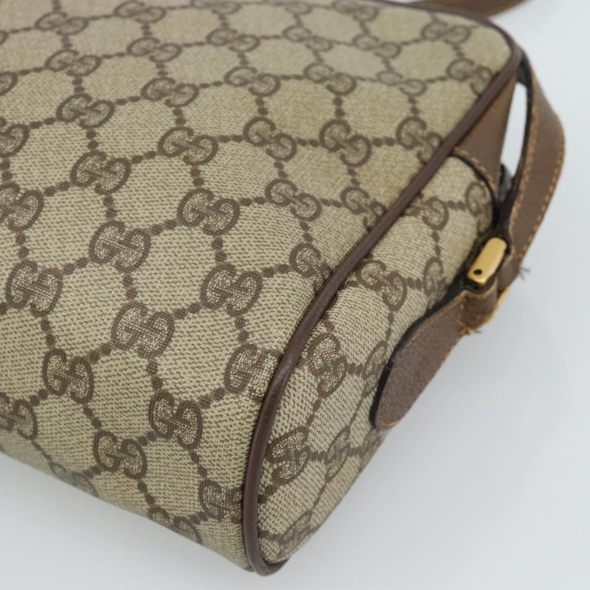 GUCCI GG Supreme Web Sherry Line Bag PVC Beige Gold 001 56 6472 Auth 185031