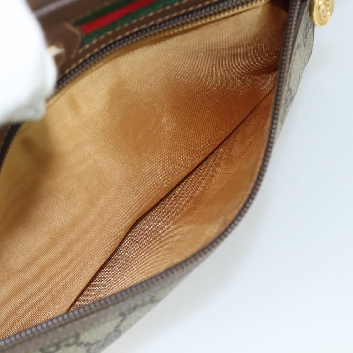 GUCCI GG Supreme Web Sherry Line Bag PVC Beige Gold 001 56 6472 Auth 185031
