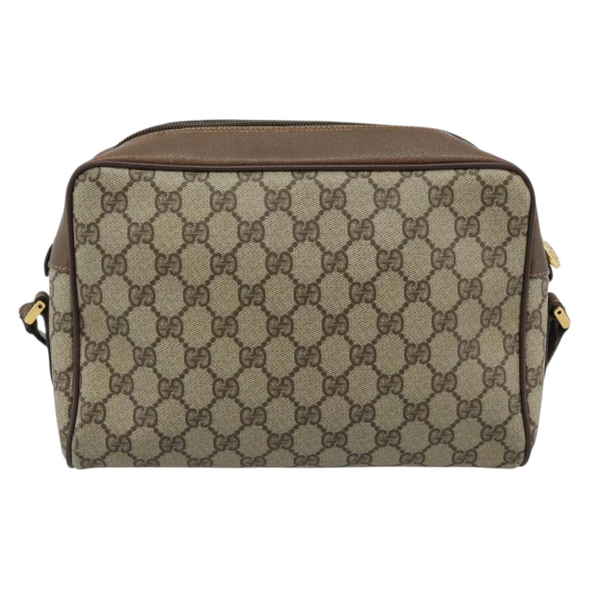 GUCCI GG Supreme Web Sherry Line Bag PVC Beige Gold 001 56 6472 Auth 185031