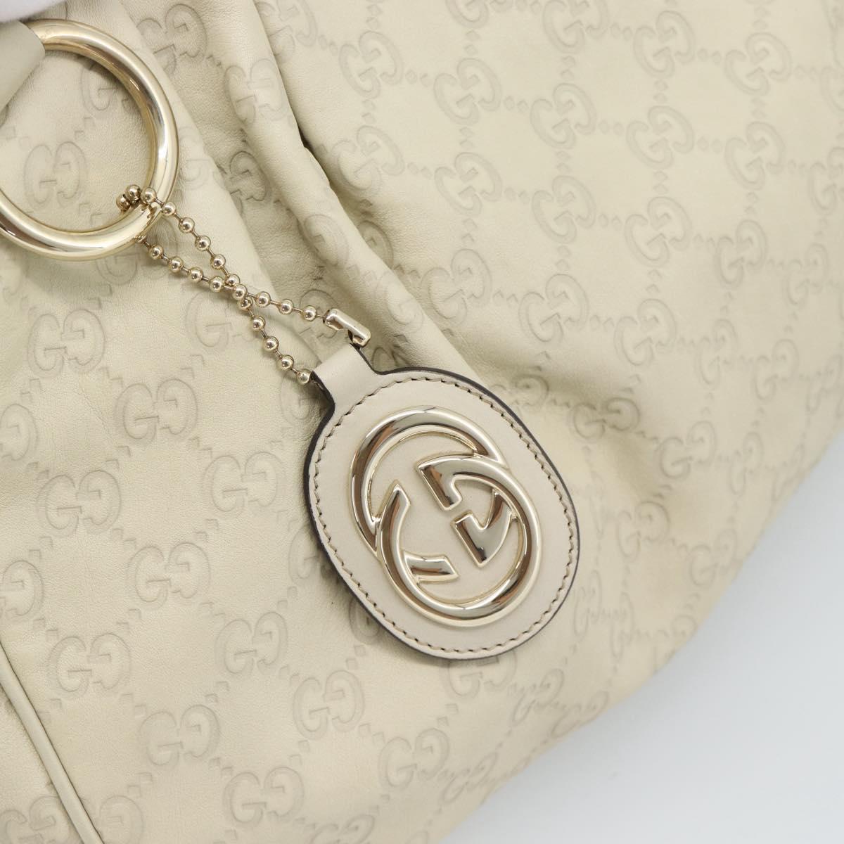 GUCCI GG Canvas Guccissima Sukey Hand Bag Leather Ivory Gold 211944 Auth 185032V