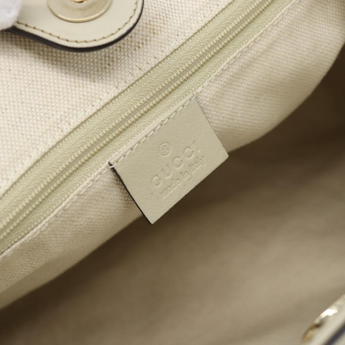 GUCCI GG Canvas Guccissima Sukey Hand Bag Leather Ivory Gold 211944 Auth 185032V