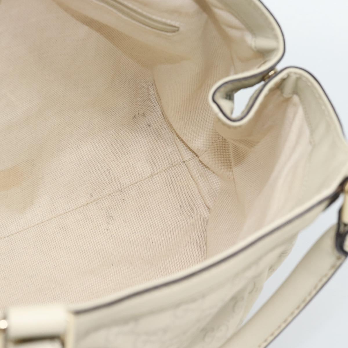 GUCCI GG Canvas Guccissima Sukey Hand Bag Leather Ivory Gold 211944 Auth 185032V