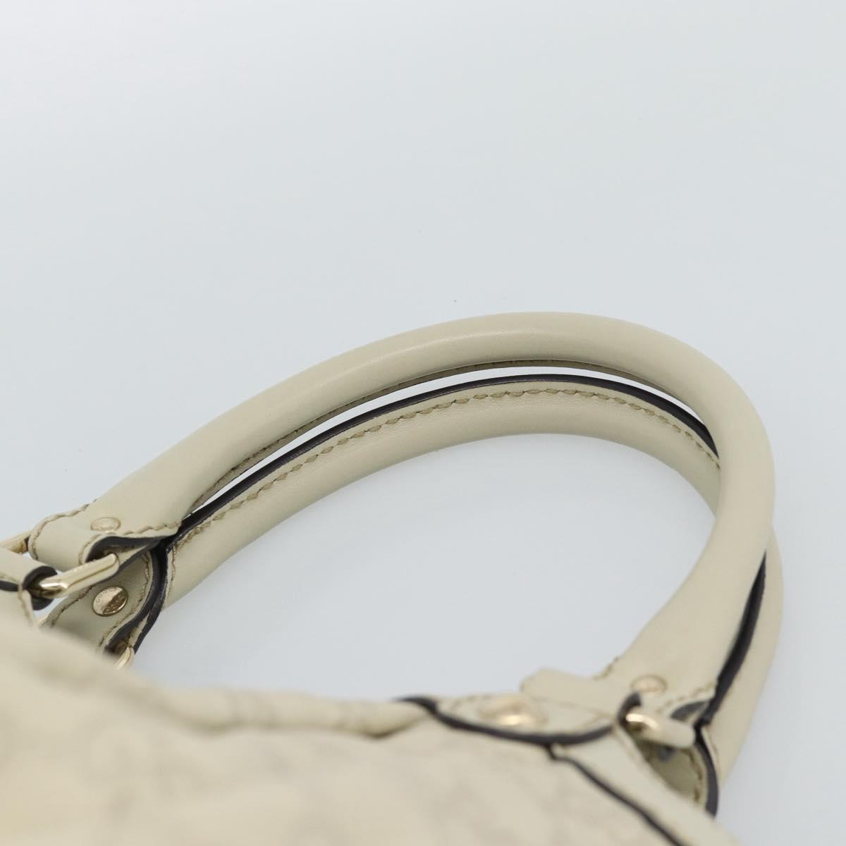 GUCCI GG Canvas Guccissima Sukey Hand Bag Leather Ivory Gold 211944 Auth 185032V