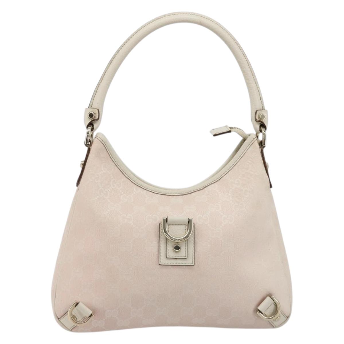 GUCCI GG Canvas Abbey Shoulder Bag Pink Gold 130738 Auth 185033V