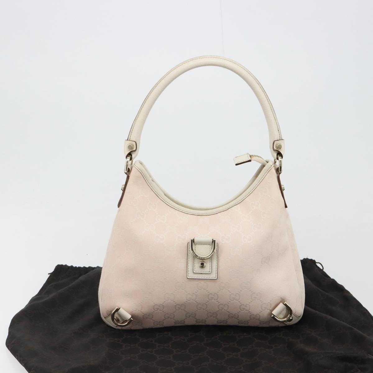 GUCCI GG Canvas Abbey Shoulder Bag Pink Gold 130738 Auth 185033V