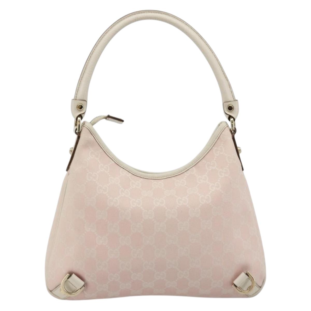GUCCI GG Canvas Abbey Shoulder Bag Pink Gold 130738 Auth 185033V