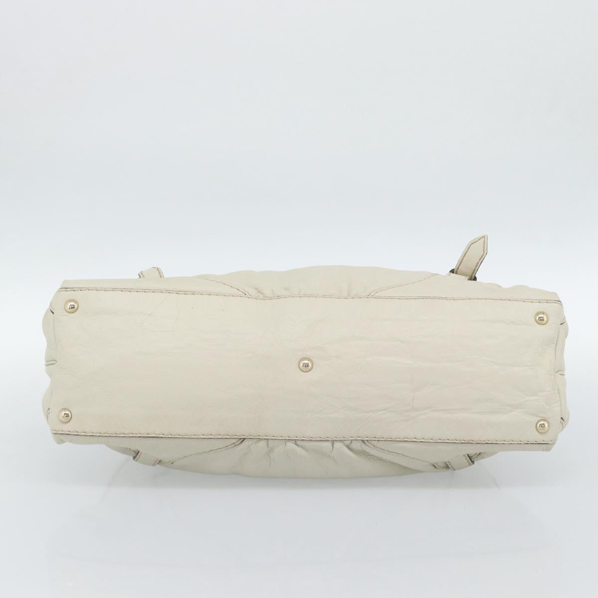 GUCCI Horsebit Boston Bag Leather Gold Ivory 189890 Auth 185034V