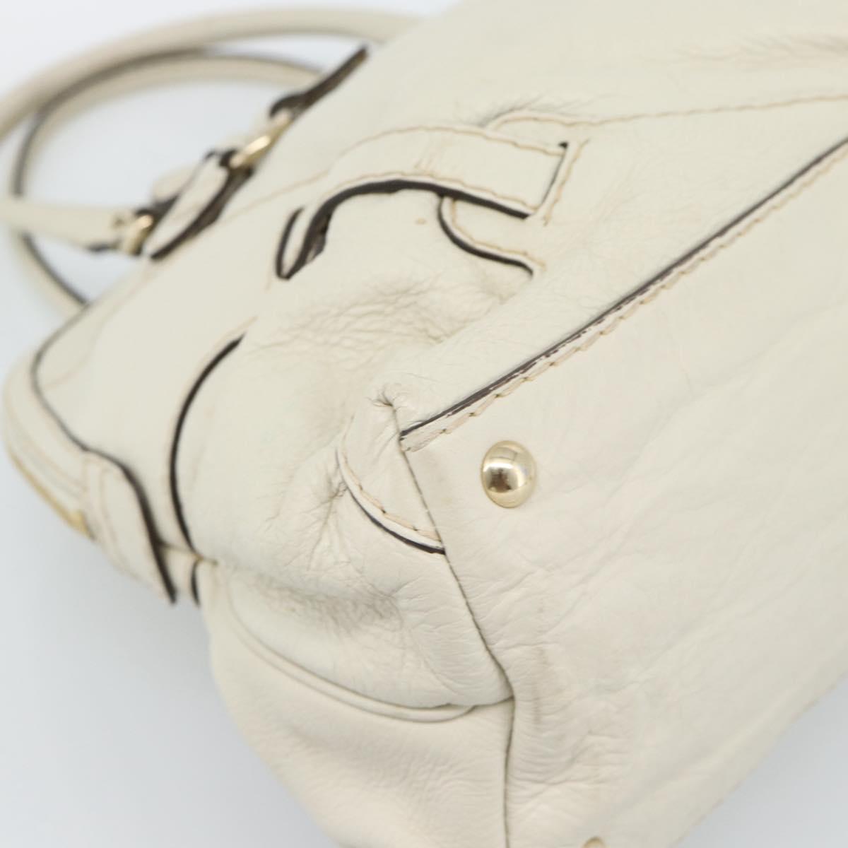 GUCCI Horsebit Boston Bag Leather Gold Ivory 189890 Auth 185034V